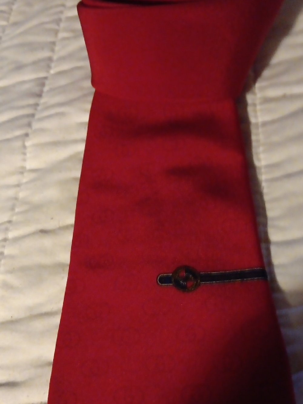 Gucci Red Silk Tie with Branded Label